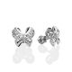 Romantic Silver Bow Studs With Crystals, image 