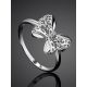 Filigree Silver Bow Ring With Crystals, Ring Size: 6.5 / 17, image , picture 2