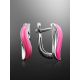 Pink Enamel Earrings In Sterling Silver, image , picture 2