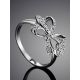 Silver Bow Ring With Crystals, Ring Size: 7 / 17.5, image , picture 2