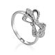 Silver Bow Ring With Crystals, Ring Size: 7 / 17.5, image 