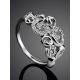 Ornate Silver Crystal Encrusted Ring, Ring Size: 5.5 / 16, image , picture 2