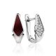 Red Enamel and Crystal Silver Earrings, image 