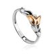 Silver Floral Ring With Golden Flower And Diamond The Diva, Ring Size: 6 / 16.5, image 