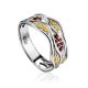 Silver Ring With Two Toned Crystals, Ring Size: 6 / 16.5, image 