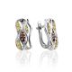 Silver Earrings With Two Toned Crystals, image 