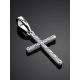 White Gold Diamond Cross Pendant, image , picture 2