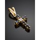 Golden Cross Pendant With Sapphires And Diamonds, image , picture 2