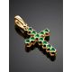 Wonderful Gold Emerald Cross Pendant, image , picture 2