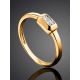 Golden Ring With Diamond Centerstone, Ring Size: 6 / 16.5, image , picture 2