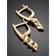 Golden Earrings With Diamond Dangles, image , picture 2