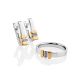 Silver Ring With Golden Details And Diamonds The Diva, Ring Size: 5.5 / 16, image , picture 5