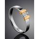 Silver Ring With Golden Details And Diamonds The Diva, Ring Size: 5.5 / 16, image , picture 2
