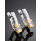 Silver Earrings With Golden Elements And Diamonds The Diva, image , picture 2
