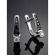 White Gold Earrings With Black And White Diamonds, image , picture 2
