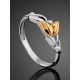 Silver Floral Ring With Golden Flower And Diamond The Diva, Ring Size: 7 / 17.5, image , picture 2