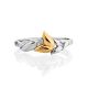 Silver Floral Ring With Golden Flower And Diamond The Diva, Ring Size: 8.5 / 18.5, image , picture 4