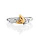 Silver Floral Ring With Golden Flower And Diamond The Diva, Ring Size: 6 / 16.5, image , picture 4