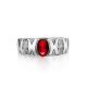 Silver Ring With Garnet And Crystals, Ring Size: 7 / 17.5, image , picture 3