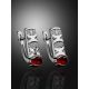 Silver Earrings With Garnet And Crystals, image , picture 2