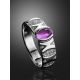 Silver Ring With Amethyst Centerstone, Ring Size: 6 / 16.5, image , picture 2