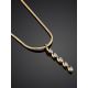 Refined Golden Necklace With Elongated Diamond Pendant, image , picture 2
