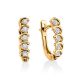 Classy Golden Earrings With White Diamonds, image 