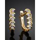 Classy Golden Earrings With White Diamonds, image , picture 2