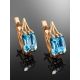 Chic Golden Earrings With Topaz, image , picture 2