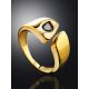 Bold Gold Plated Open Ring With Blue Crystal, Ring Size: 6.5 / 17, image , picture 2