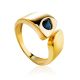 Bold Gold Plated Open Ring With Blue Crystal, Ring Size: 6 / 16.5, image 