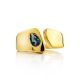 Bold Gold Plated Open Ring With Blue Crystal, Ring Size: 8 / 18, image , picture 3