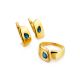 Bold Gold Plated Open Ring With Blue Crystal, Ring Size: 6 / 16.5, image , picture 4