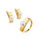 Geometric Gold Plated Earrings With Pearl, image , picture 3