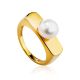 Adorable Gold Plated Ring With Pearl, Ring Size: 7 / 17.5, image 