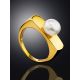 Adorable Gold Plated Ring With Pearl, Ring Size: 6 / 16.5, image , picture 2