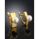 Geometric Gold Plated Earrings With Pearl, image , picture 2