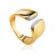Magnificent Gold Plated Open Ring With Crystals, Ring Size: 7 / 17.5, image 