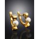 Charming Gold Plated Earrings With Pearl, image , picture 2