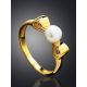 Classy Gold Plated Pearl Ring, Ring Size: 6 / 16.5, image , picture 2