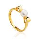 Classy Gold Plated Pearl Ring, Ring Size: 6.5 / 17, image 