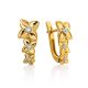 Floral Design Gold Plated Silver Earrings, image 