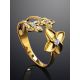 Floral Design Gold Plated Silver Ring, Ring Size: 6 / 16.5, image , picture 2