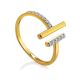Designer Gold Plated Ring With Crystals, Ring Size: 6.5 / 17, image 