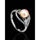 Серебряное кольцо с культивированным жемчугом и фианитами, Ring Size: 6.5 / 17, image , picture 2