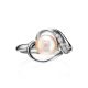 Серебряное кольцо с культивированным жемчугом и фианитами, Ring Size: 6.5 / 17, image , picture 3