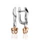 Silver Earrings With Gold Diamond Dangles The Diva, image 