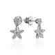 Silver Stud Earrings With Star Shaped Dangles, image 
