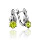 Silver Earrings With Chrysolite And Crystals, image 