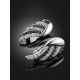 Silver Wing Earrings With Black And White Crystals, image , picture 2
